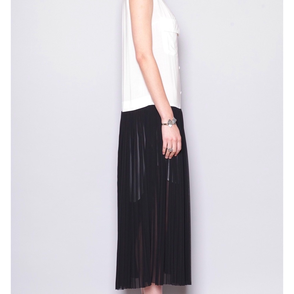 YOHJI YAMAMOTO Y'S White-Black SHIRT DRESS PLEATS - Picture 8 of 10